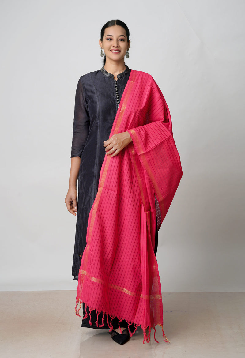 Red Pure Plain Mangalgiri Cotton Dupatta–UDS4900