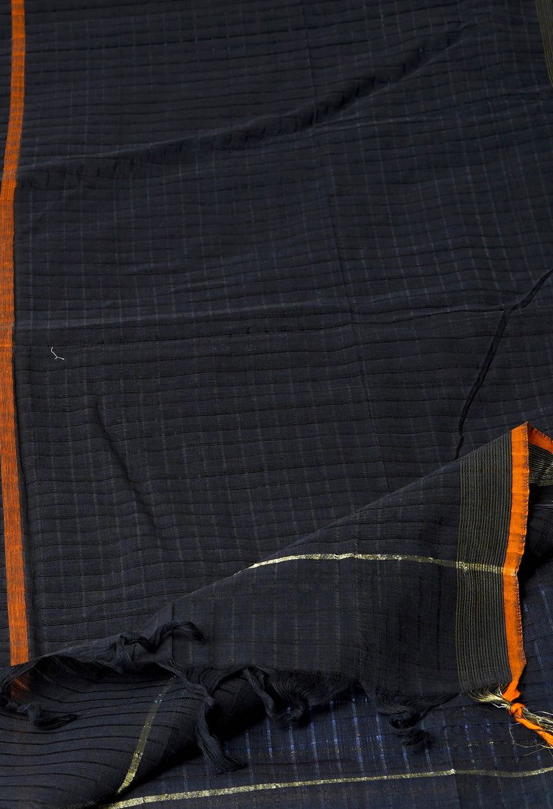 Black Pure Plain Mangalgiri Cotton Dupatta–UDS4901
