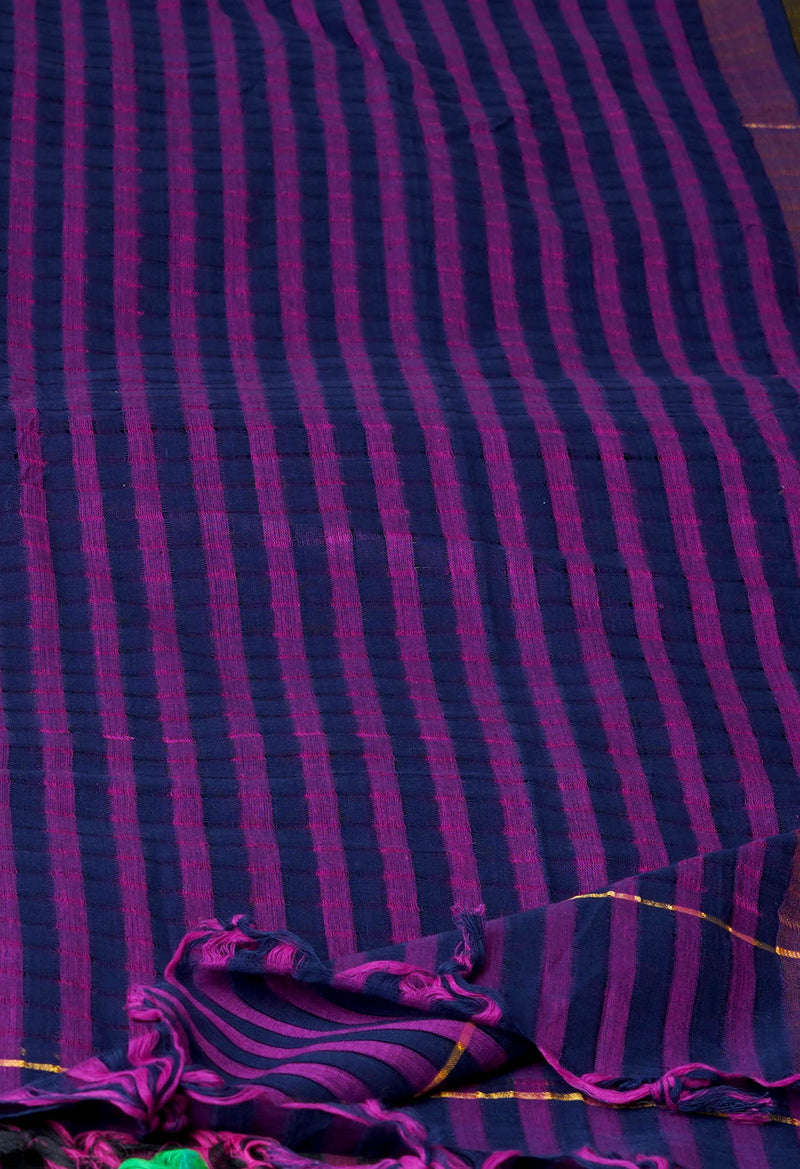 Navy Blue Pure Plain Mangalgiri Cotton Dupatta–UDS4903