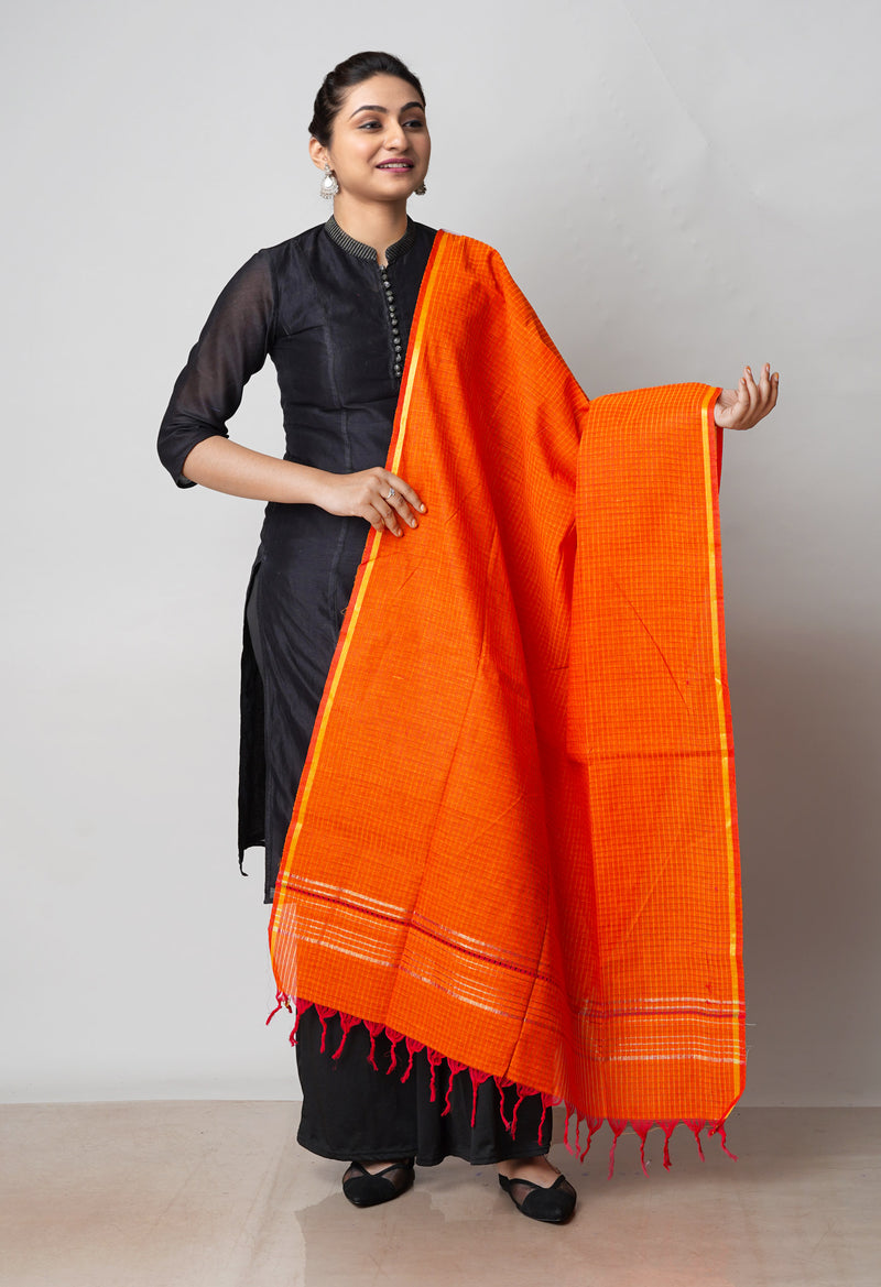 Orange Pure Plain Mangalgiri Cotton Dupatta–UDS4908