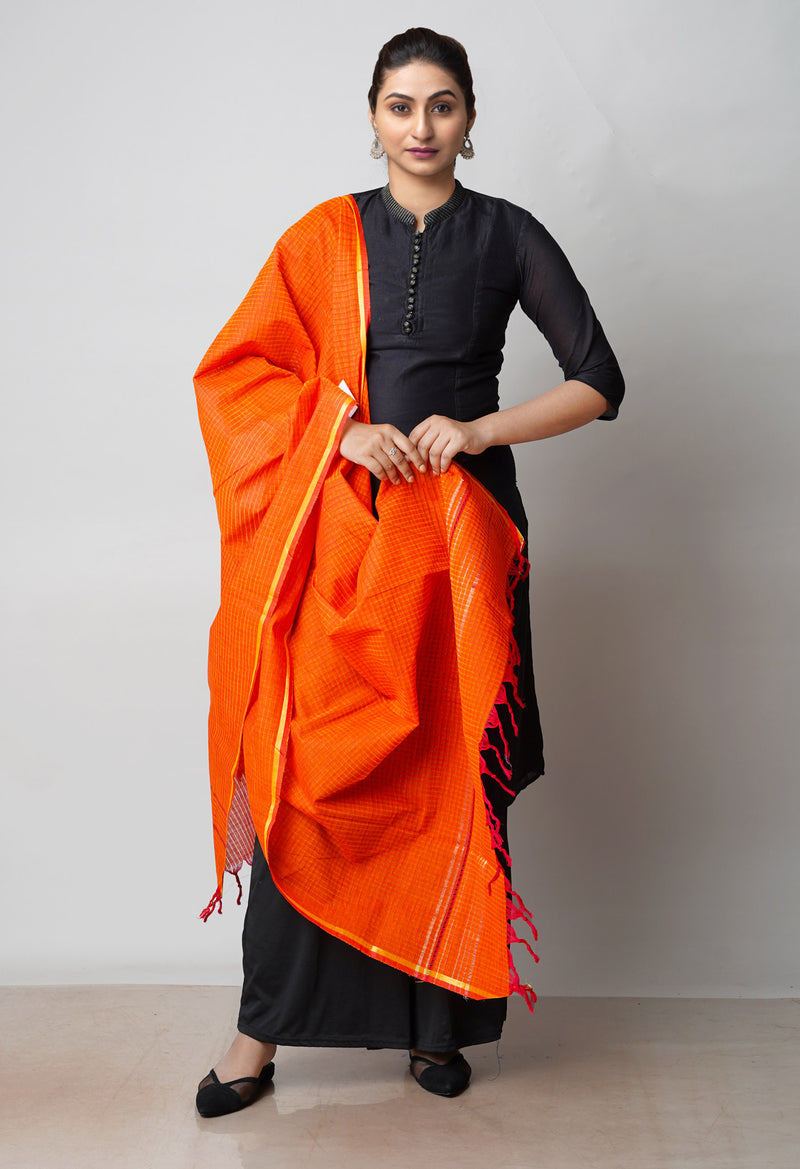 Orange Pure Plain Mangalgiri Cotton Dupatta–UDS4908