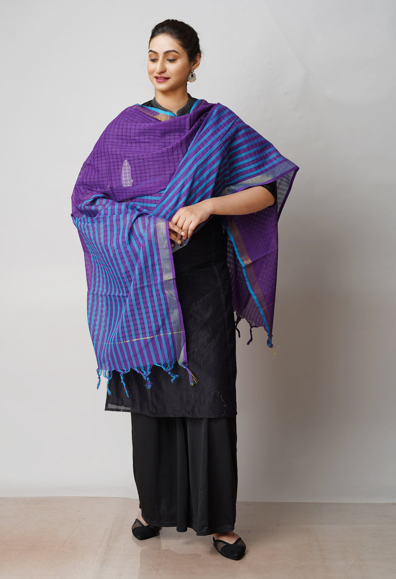 Purple Pure Plain Mangalgiri Cotton Dupatta–UDS4909