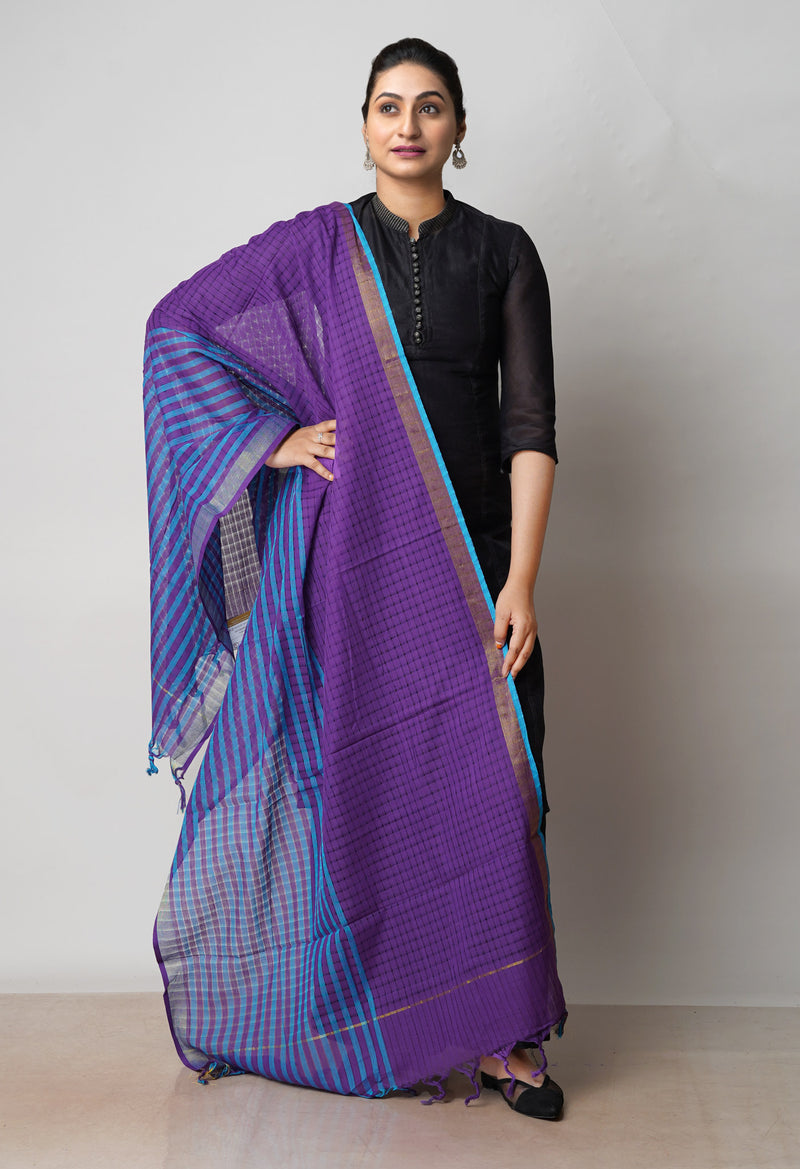 Purple Pure Plain Mangalgiri Cotton Dupatta–UDS4909