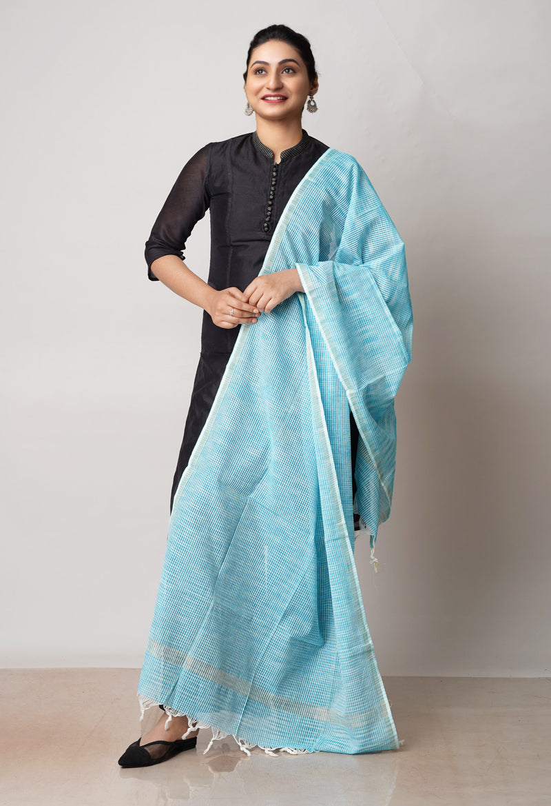 Blue Pure Plain Mangalgiri Cotton Dupatta–UDS4915