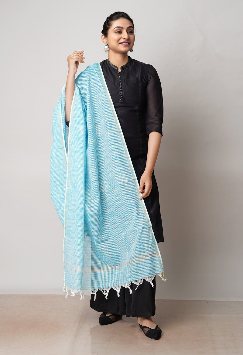 Blue Pure Plain Mangalgiri Cotton Dupatta–UDS4915