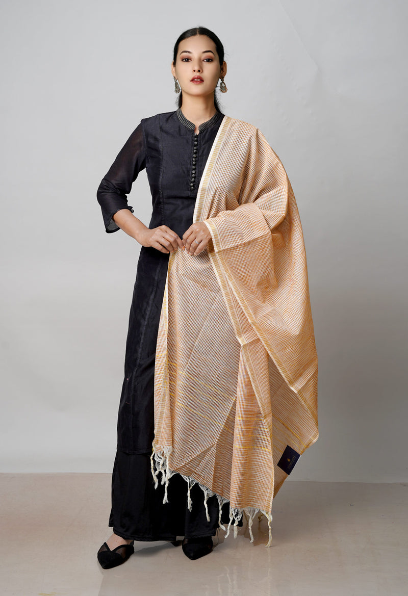 Brown Pure Plain Mangalgiri Cotton Dupatta–UDS4917