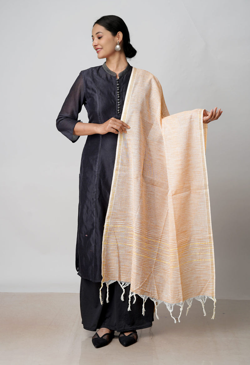 Brown Pure Plain Mangalgiri Cotton Dupatta–UDS4917