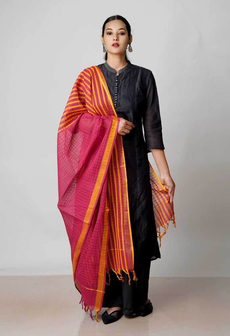 Maroon Pure Plain Mangalgiri Cotton Dupatta–UDS4929