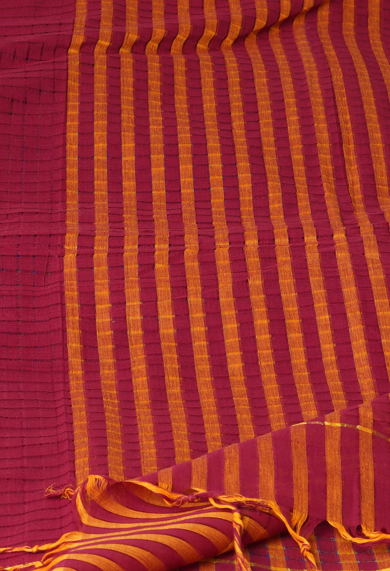 Maroon Pure Plain Mangalgiri Cotton Dupatta–UDS4929