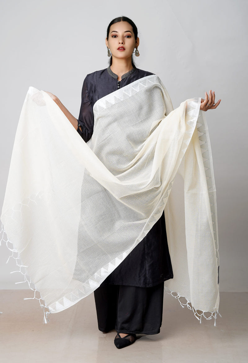 Cream Pure Plain Kota Dupatta–UDS4934