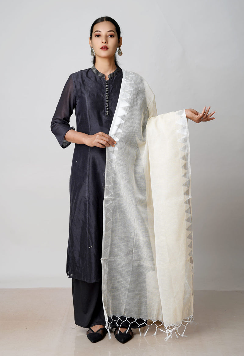 Cream Pure Plain Kota Dupatta–UDS4934