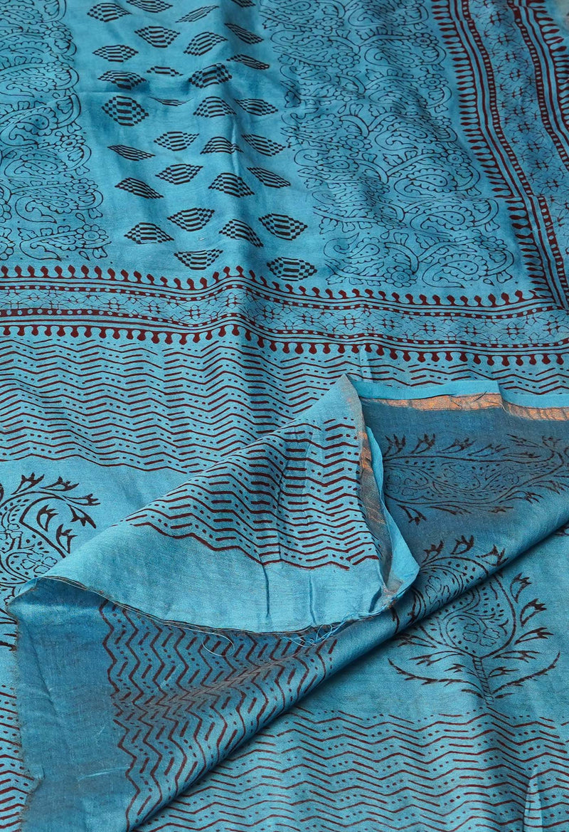 Blue Pure Chanderi Bagh Printed Dupatta–UDS4958