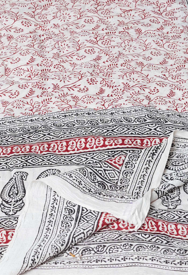 Half White Kota Checks Bagh Printed Dupatta–UDS5000