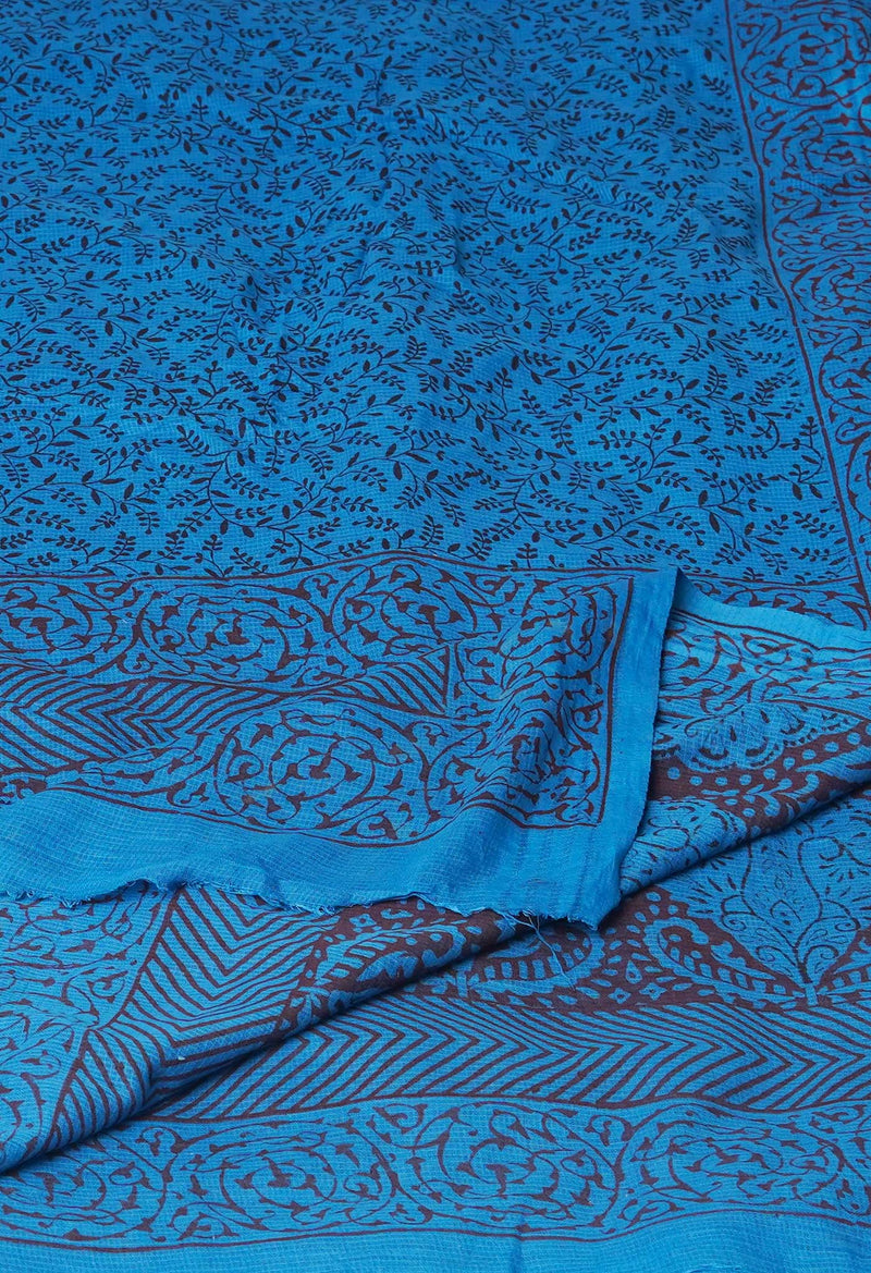 Blue Kota Checks Bagh Printed Dupatta–UDS5001