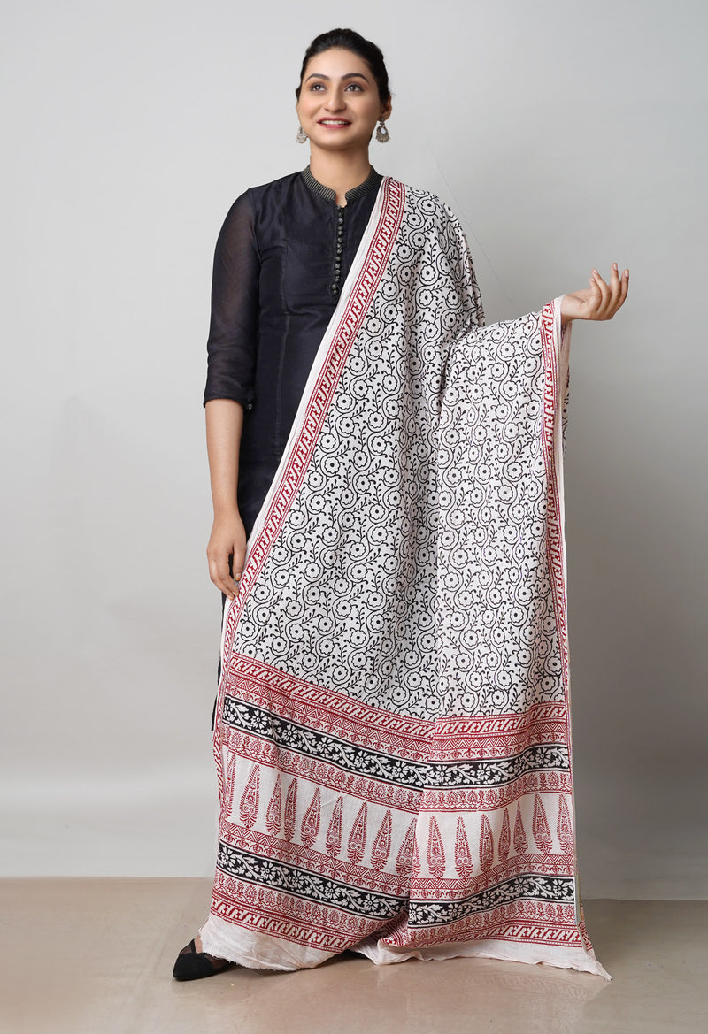 Half White Kota Checks Bagh Printed Dupatta–UDS5003