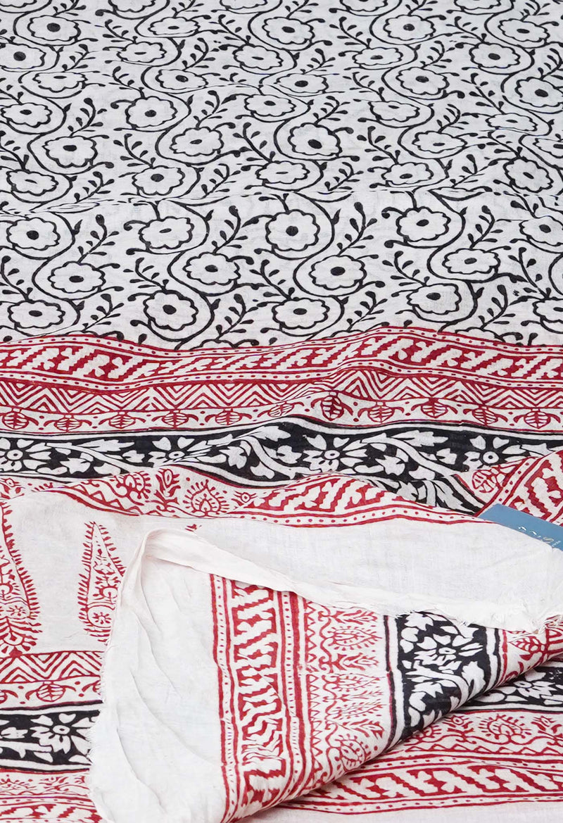 Half White Kota Checks Bagh Printed Dupatta–UDS5003