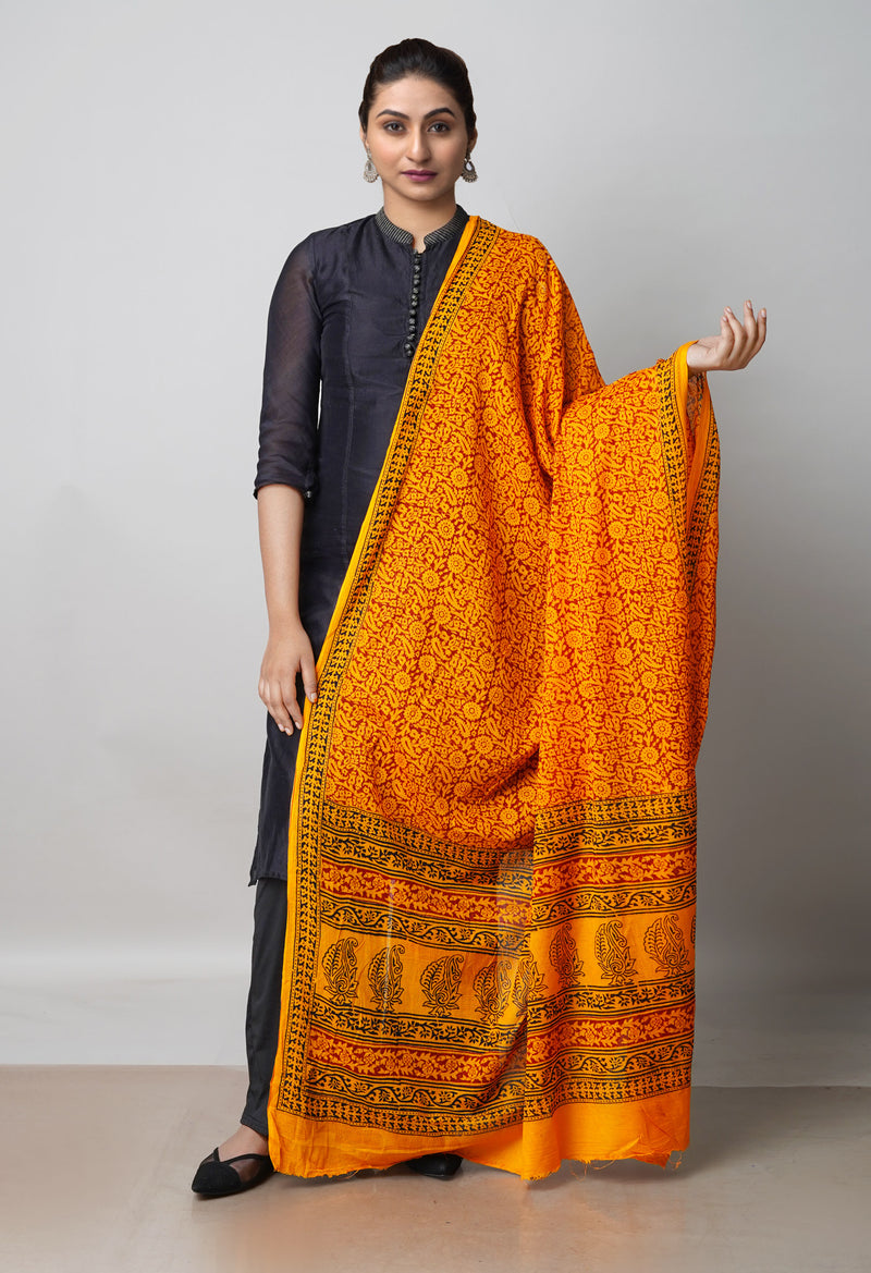 Yellow Kota Checks Bagh Printed Dupatta–UDS5005