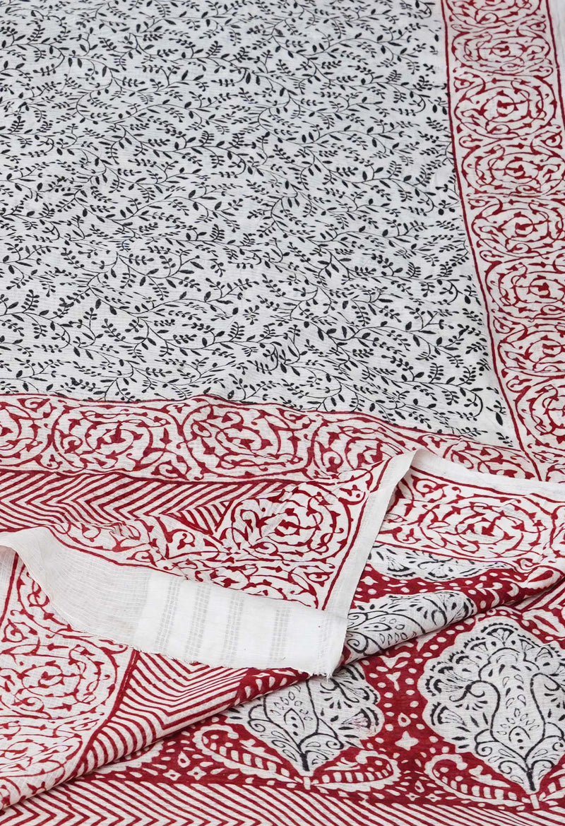 Half White Kota Checks Bagh Printed Dupatta–UDS5010