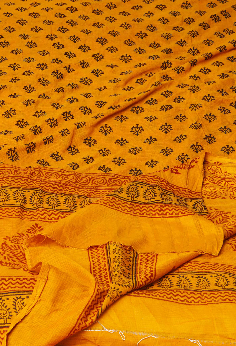 Mustard Yellow Kota Checks Bagh Printed Dupatta–UDS5011