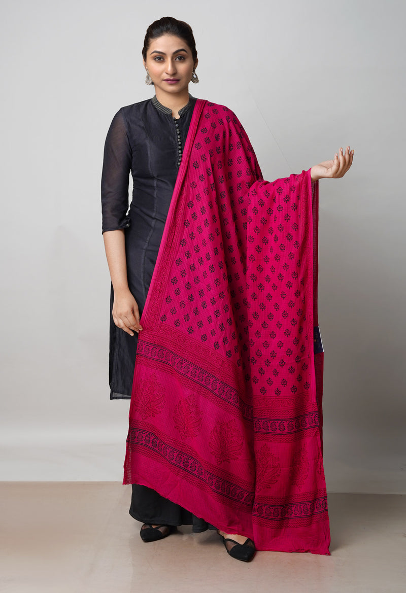 Hippie Pink Kota Checks Bagh Printed Dupatta–UDS5012