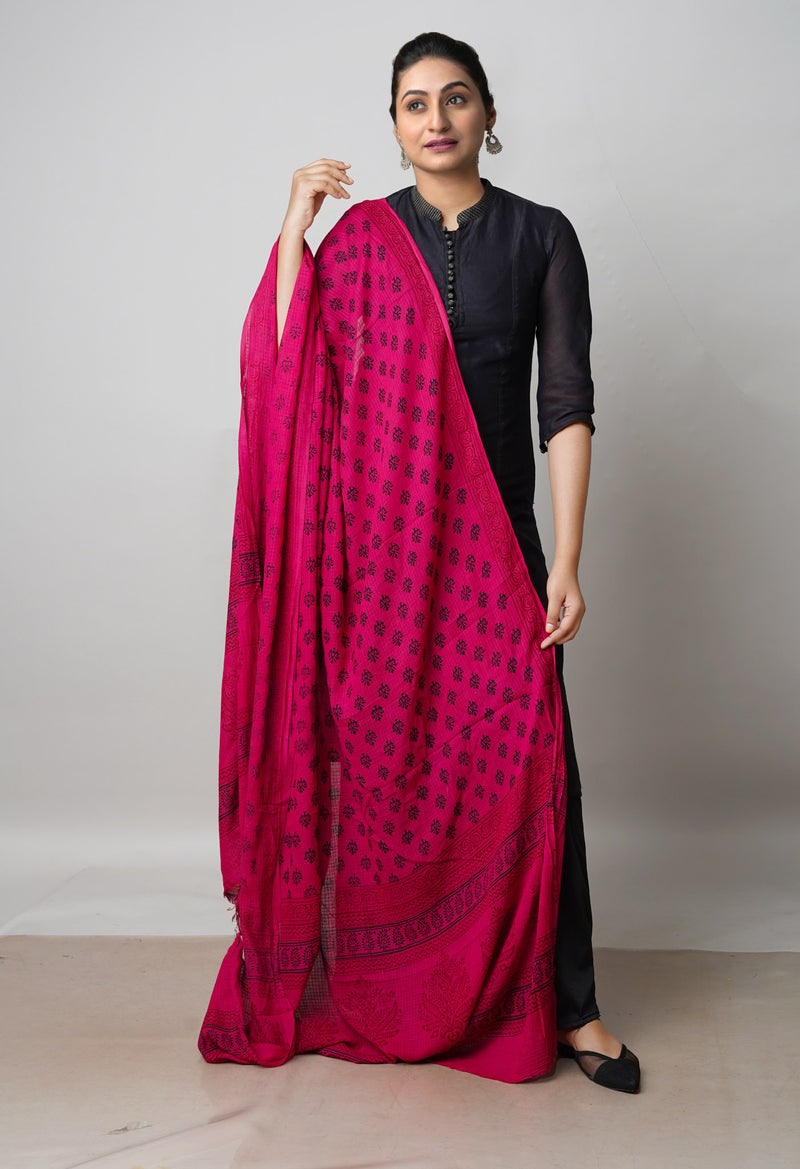 Hippie Pink Kota Checks Bagh Printed Dupatta–UDS5012