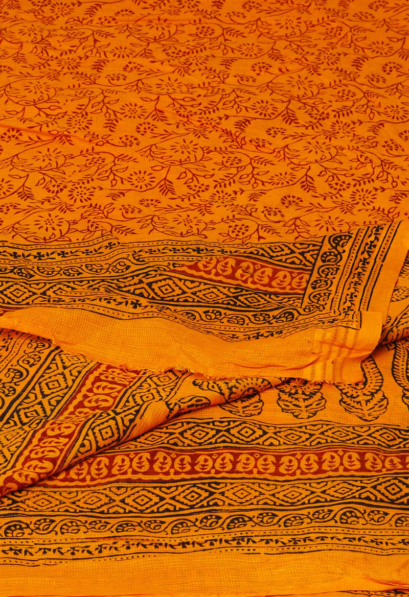 Orange Kota Checks Bagh Printed Dupatta–UDS5014