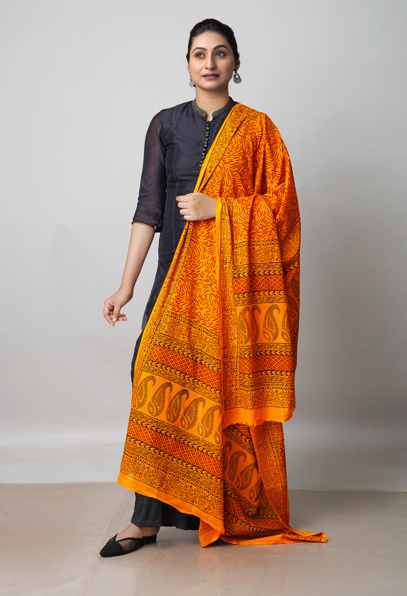 Orange Kota Checks Bagh Printed Dupatta–UDS5015