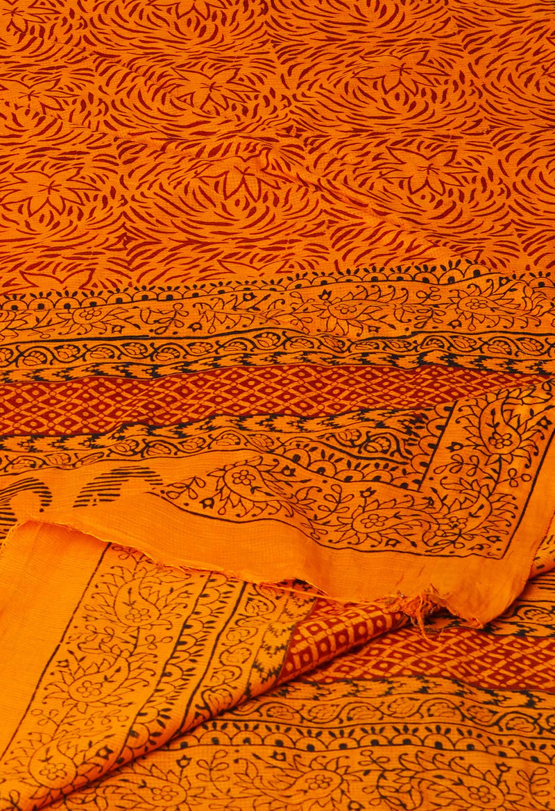Orange Kota Checks Bagh Printed Dupatta–UDS5015