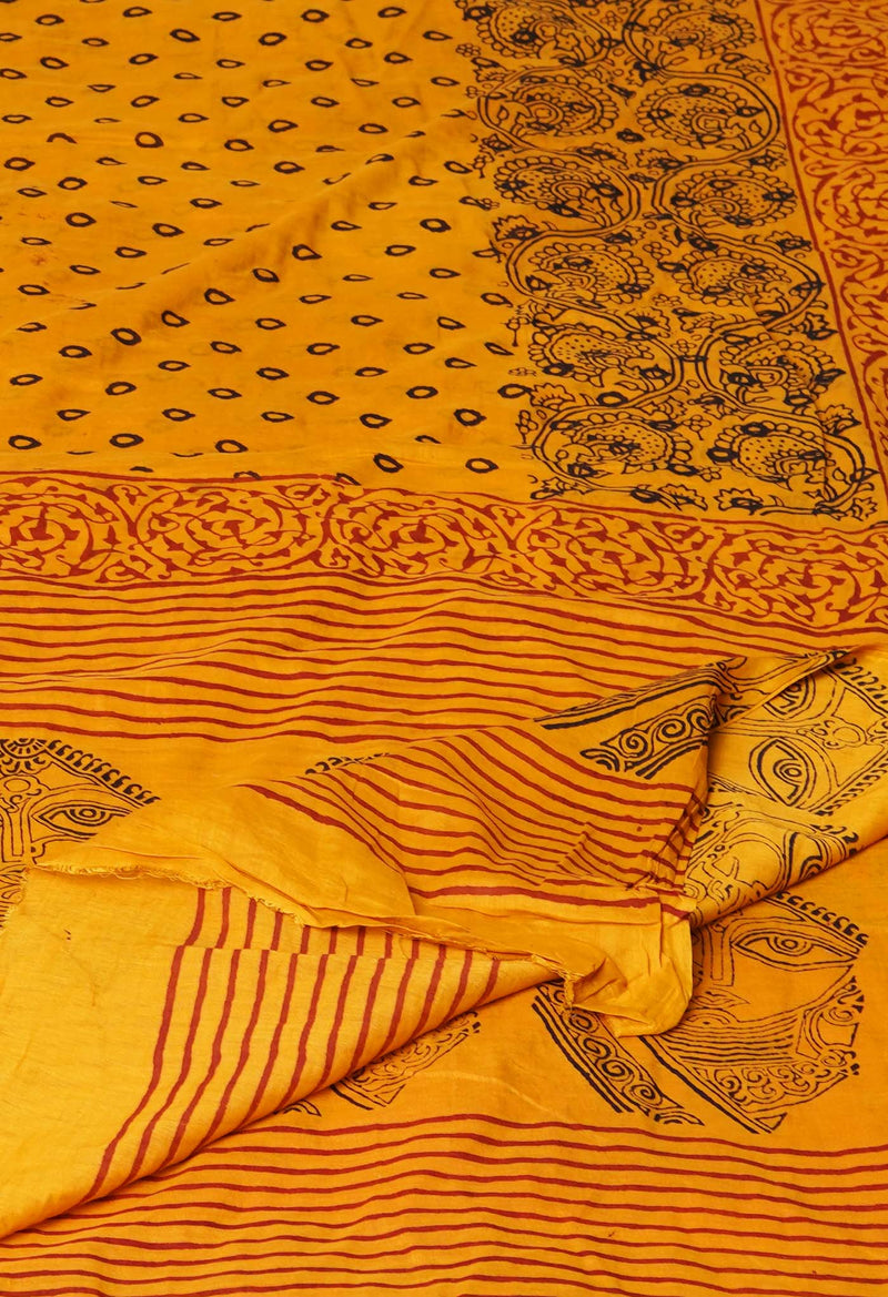 Orange Pure Superfine Mulmul Cotton Bagh Printed Dupatta –UDS5032
