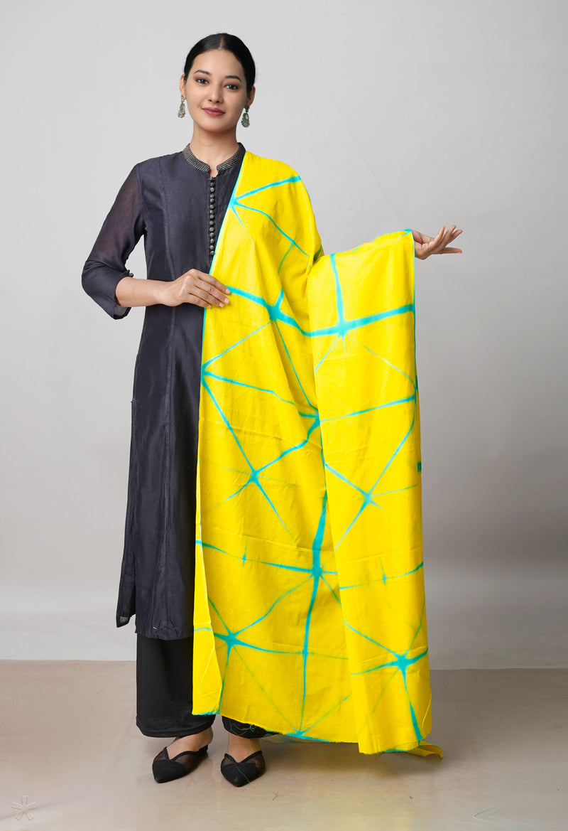 Yellow Pure Mulmul Clamp dying dupatta –UDS5066