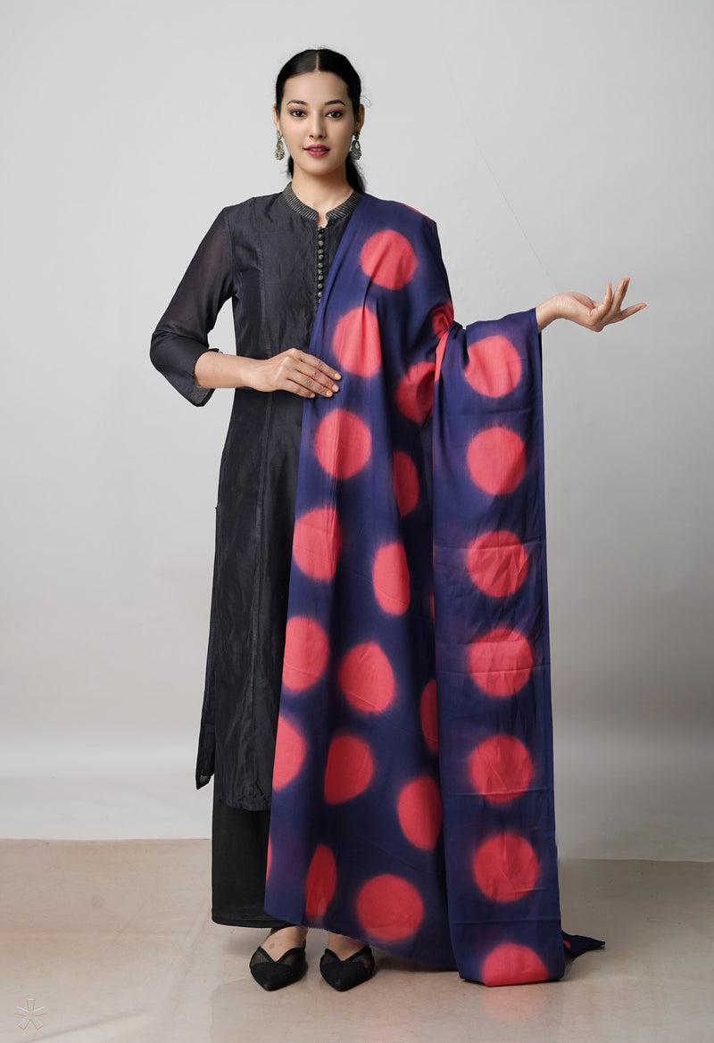 Navy-Blue Pure Mulmul Clamp Dying Dupatta –UDS5075