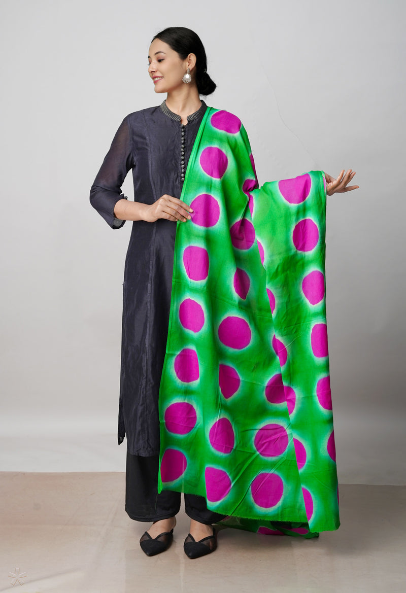 Green Pure Shibori Superfine Soft Cotton Dupatta –UDS5076