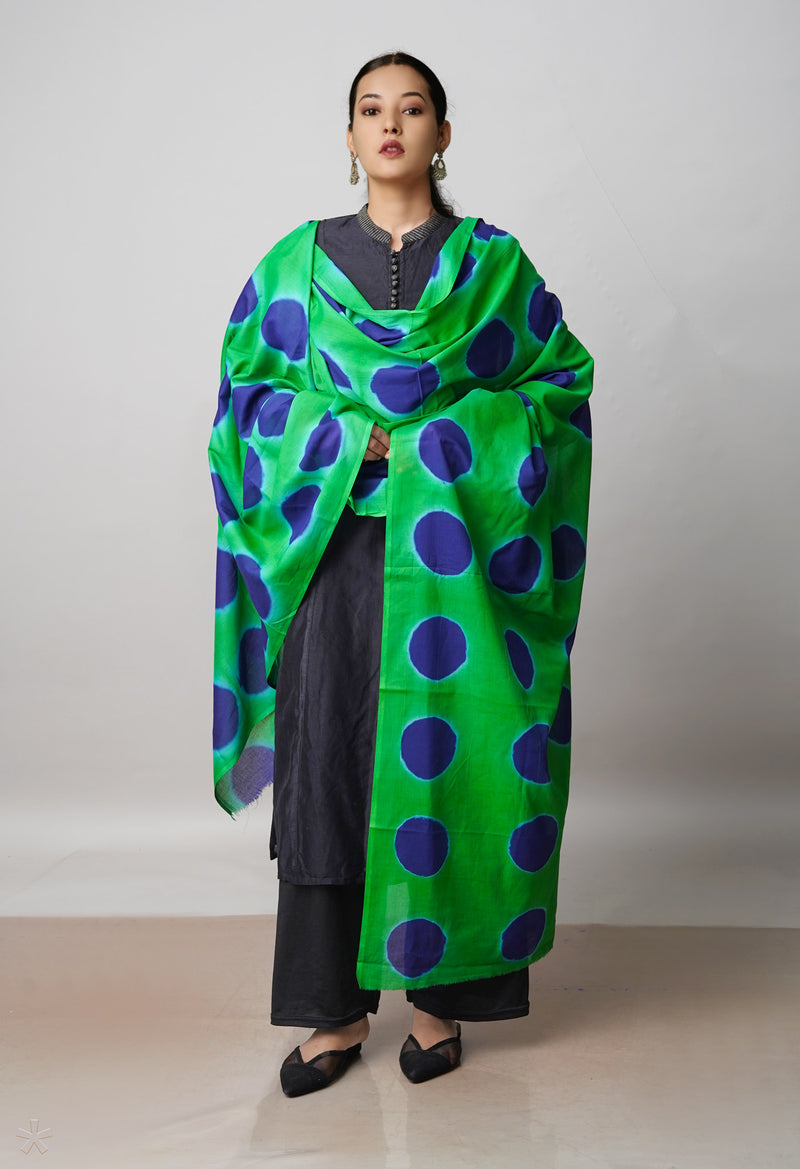 Green Pure Shibori Superfine Soft Cotton Dupatta –UDS5079