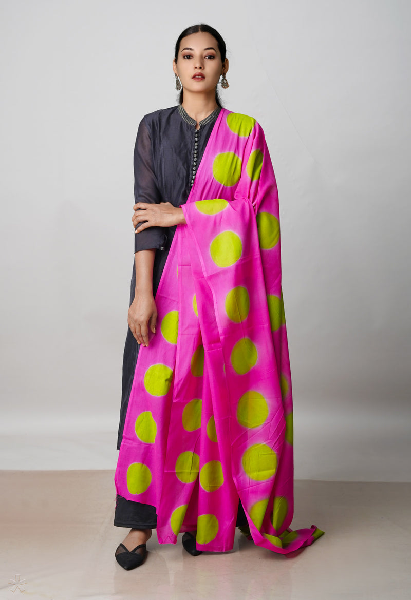 Pink Pure Shibori Superfine Soft Cotton Dupatta –UDS5081