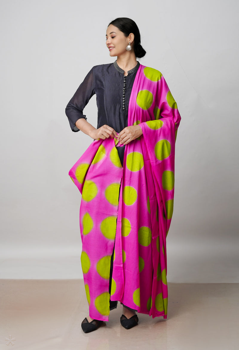 Pink Pure Shibori Superfine Soft Cotton Dupatta –UDS5081
