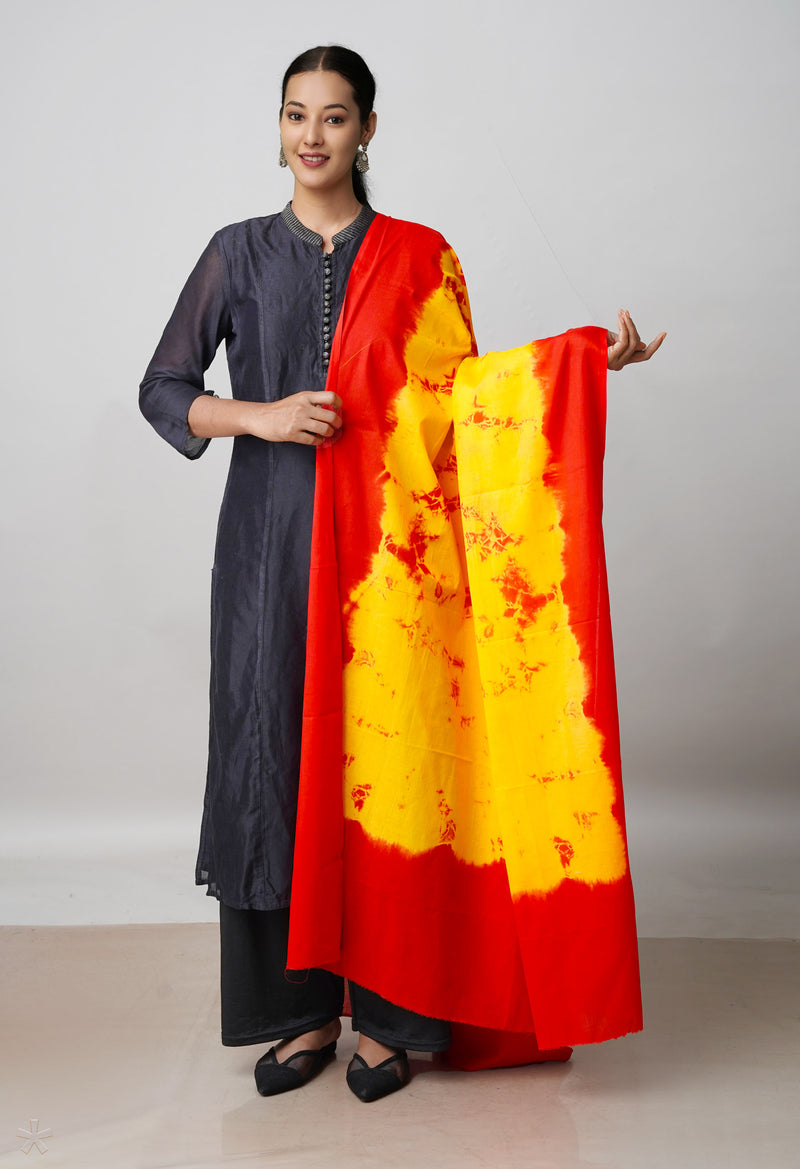 Yellow Pure Shibori Mulmul Cotton Dupatta –UDS5082