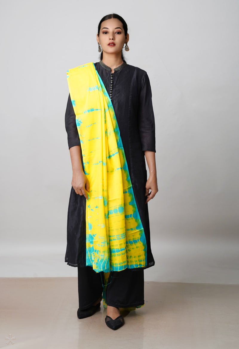 Yellow Pure Shibori Mulmul Cotton Dupatta –UDS5083