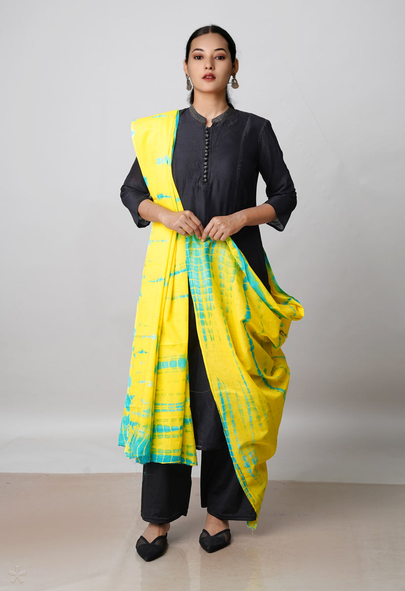 Yellow Pure Shibori Mulmul Cotton Dupatta –UDS5083