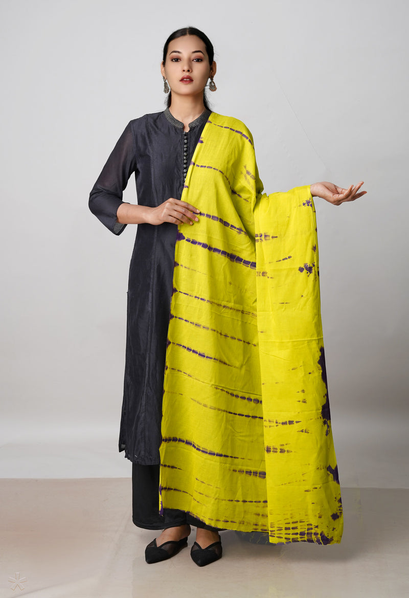 Parrot Green Pure Shibori Mulmul Cotton Dupatta –UDS5086