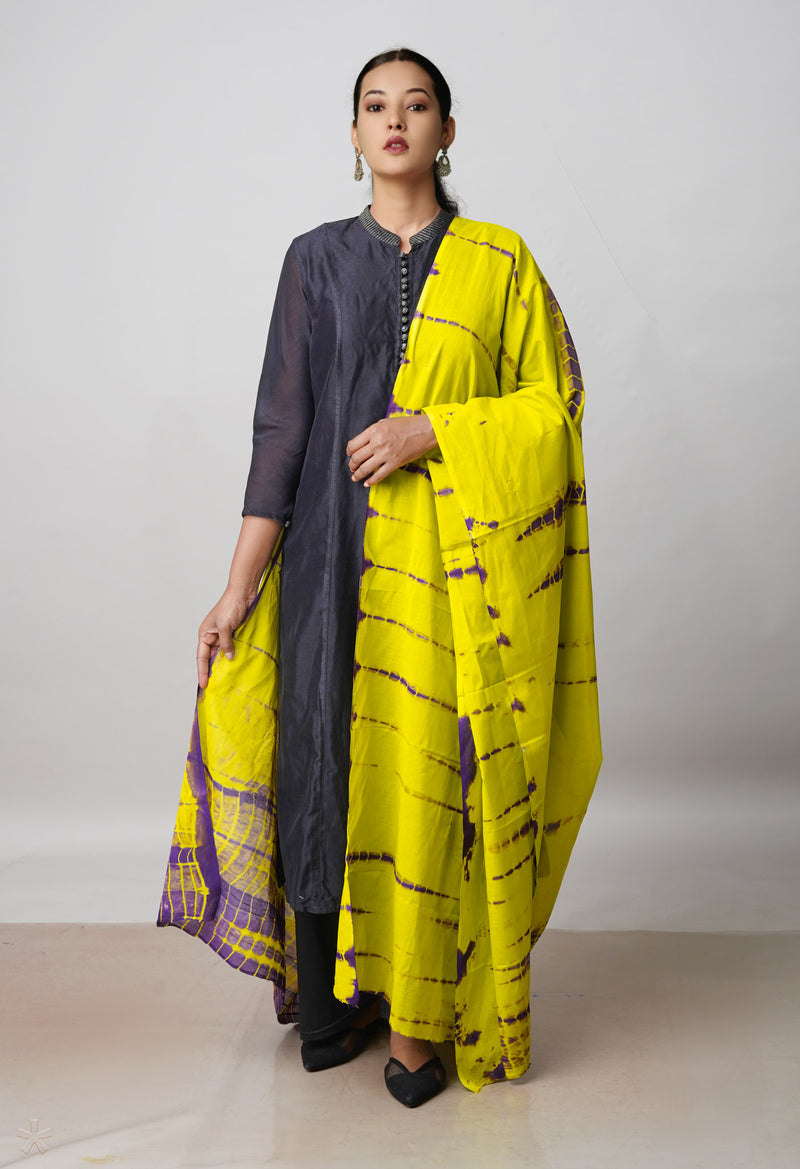 Parrot Green Pure Shibori Mulmul Cotton Dupatta –UDS5086