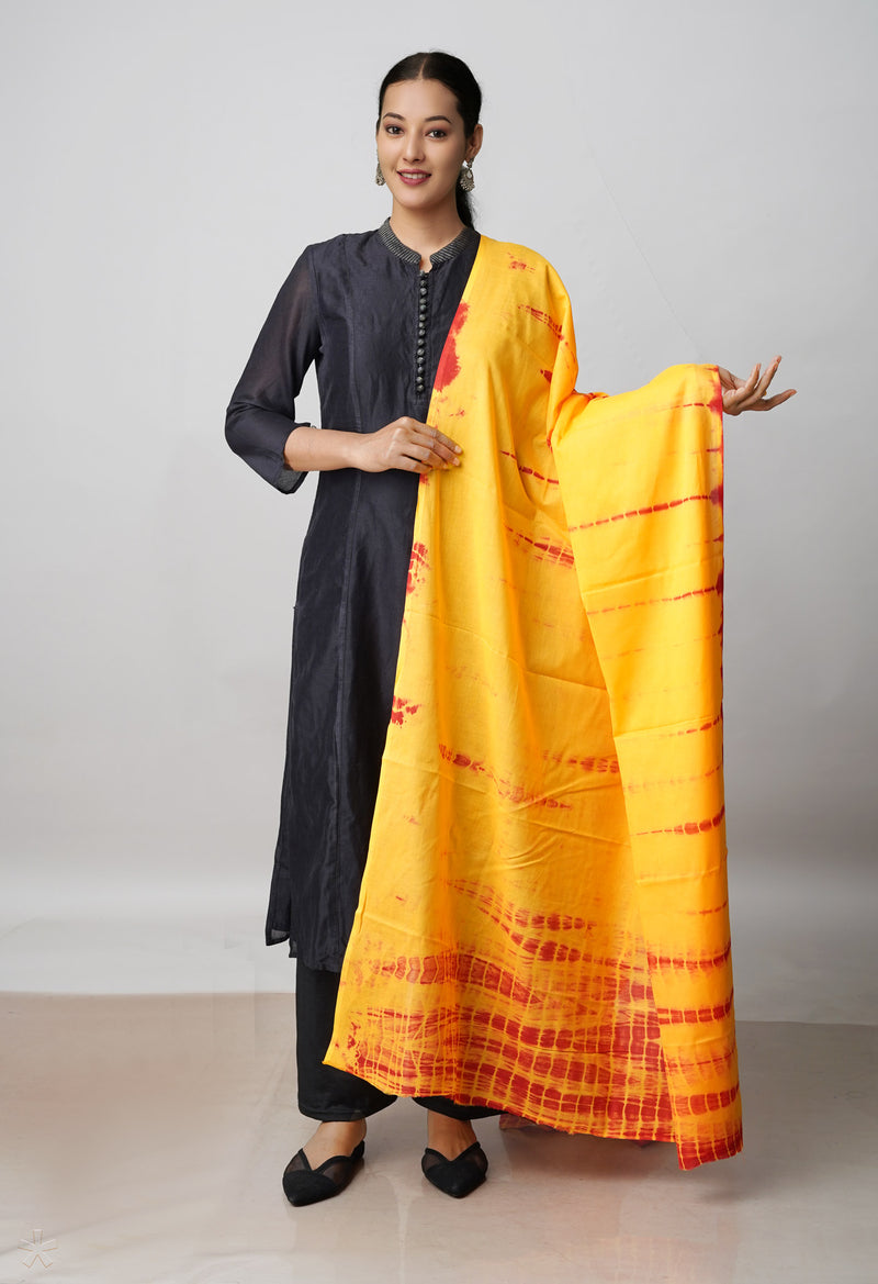 Yellow Pure Shibori Mulmul Cotton Dupatta –UDS5088