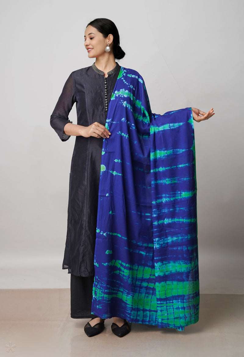 Blue Pure Shibori Mulmul Cotton Dupatta –UDS5090