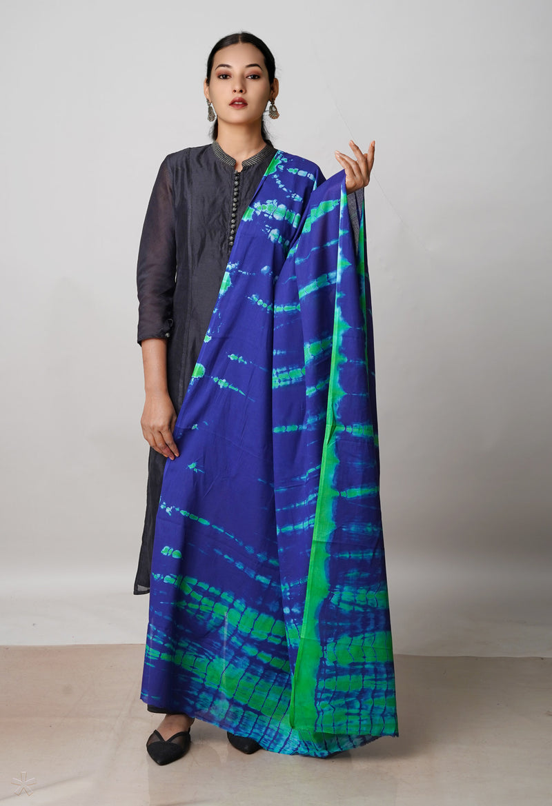 Blue Pure Shibori Mulmul Cotton Dupatta –UDS5090