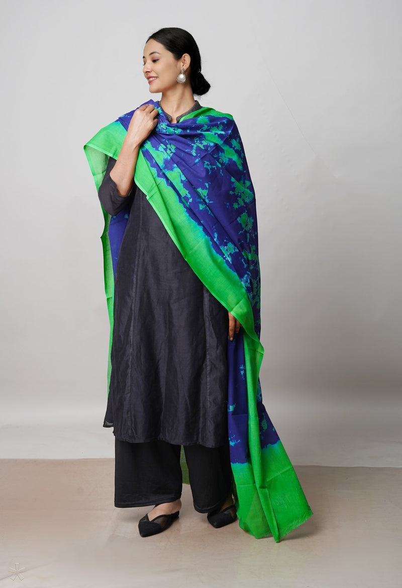Blue Pure Shibori Mulmul Cotton Dupatta –UDS5091