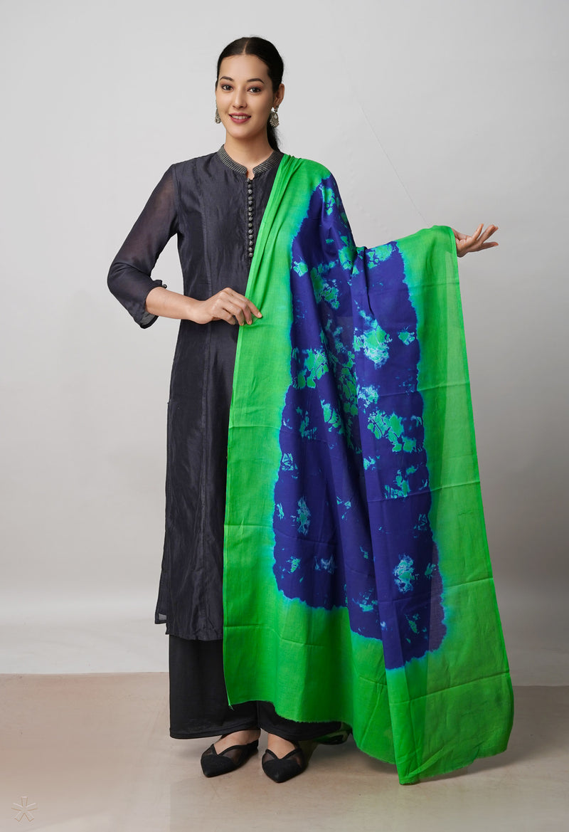 Blue Pure Shibori Mulmul Cotton Dupatta –UDS5091