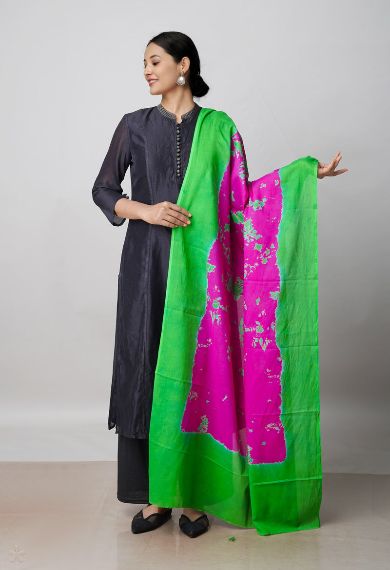Pink Pure Shibori Mulmul Cotton Dupatta –UDS5092
