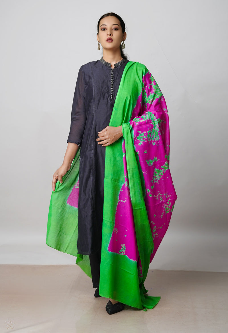 Pink Pure Shibori Mulmul Cotton Dupatta –UDS5092