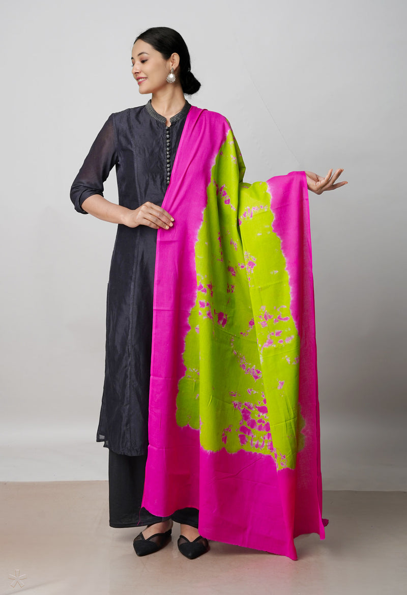 Green Pure Shibori Mulmul Cotton Dupatta –UDS5094