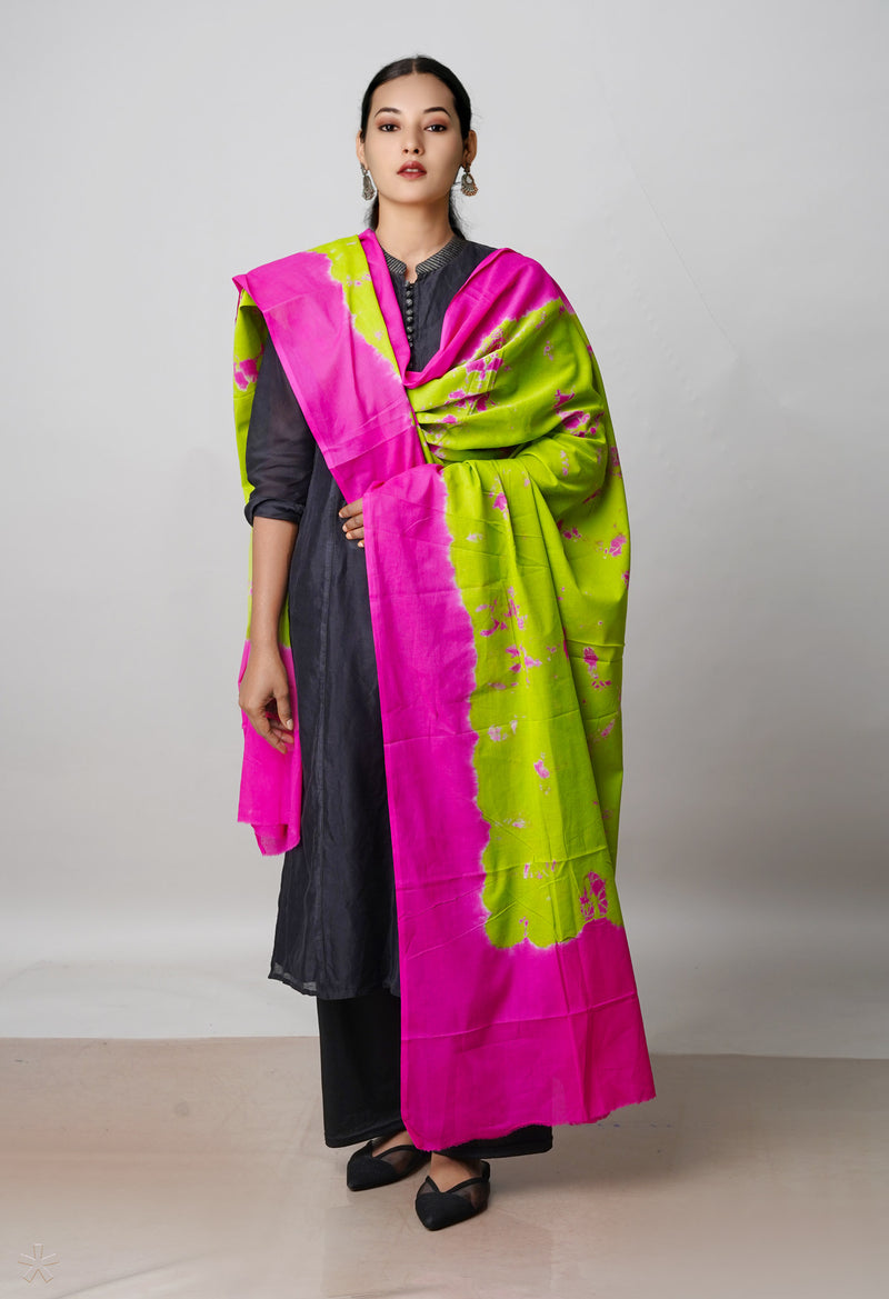 Green Pure Shibori Mulmul Cotton Dupatta –UDS5094