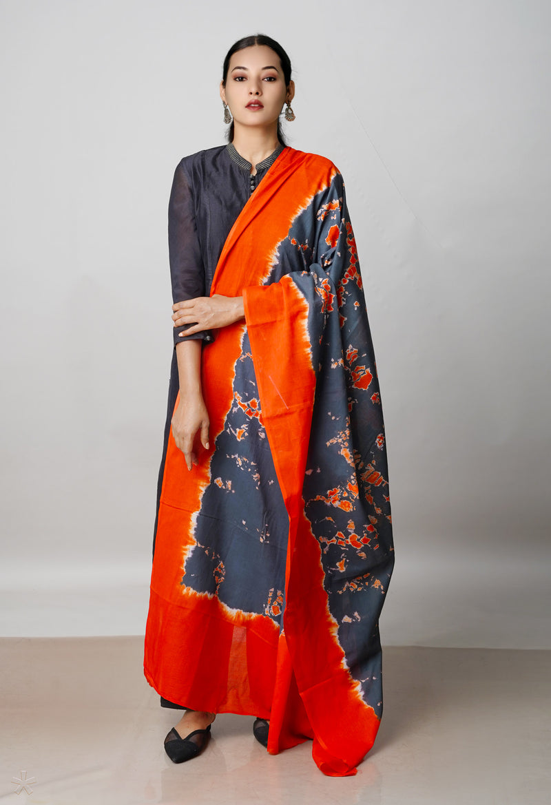 Grey Pure Shibori Mulmul Cotton Dupatta –UDS5095